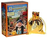 Abbey & Mayor Expansion No. 5 for Carcassonne Game_ Bonus Gold Metallic Cloth Drawstring Pouch _ Bundled Items