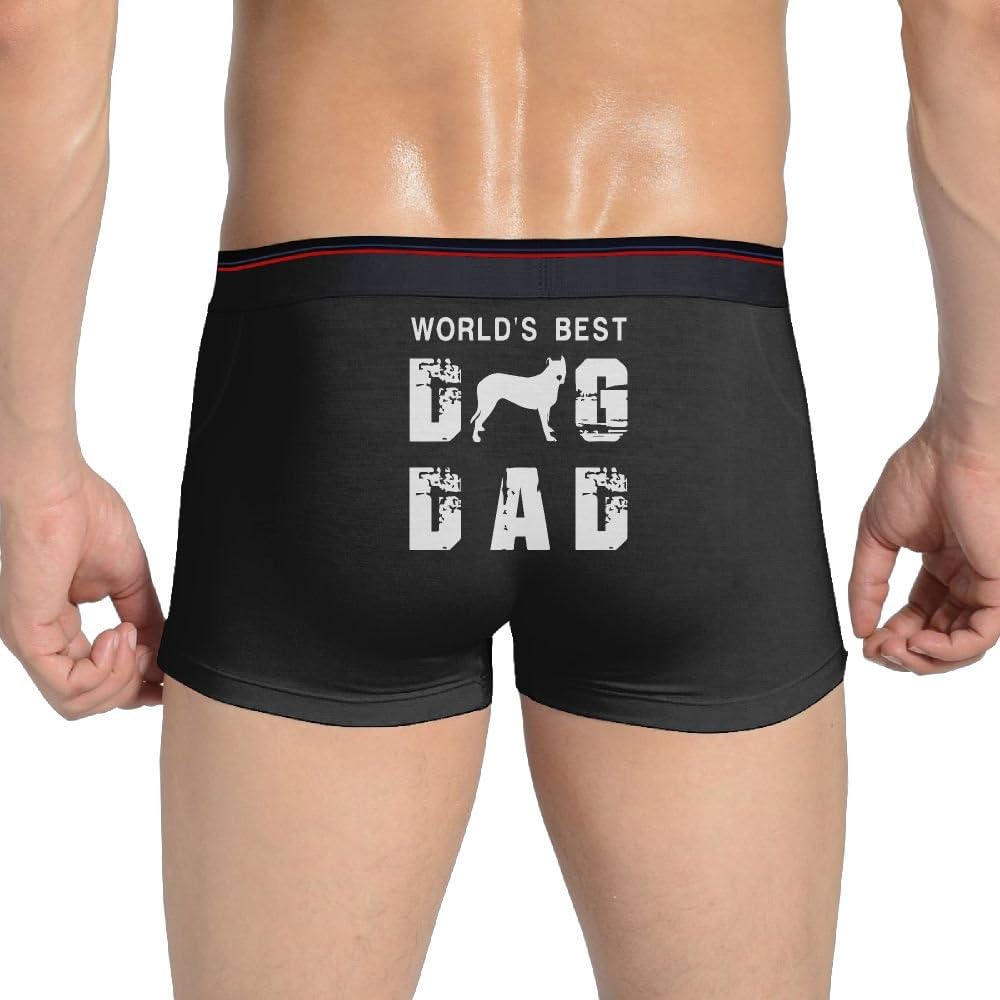 JHFF05S World's Best Dog Dad Men's Boxer Brief Breathable Underwear No Rideup Boxer Brief for