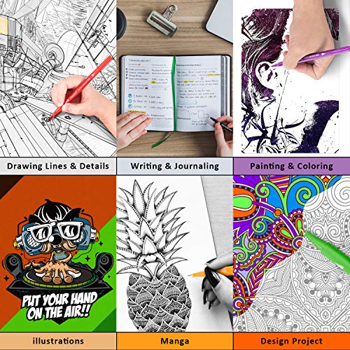 Dual Tip Brush Pen Art Markers, Calligraphy Brush Pens for Lettering, 24 Pack Brush and Fine Tip Markers for Coloring Books Sketching Bullet Journaling