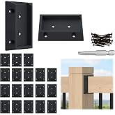 Muzata 20 pcs Deck Railing Brackets Connectors for 2x4 Wood Post WT11 | 124 Screws &amp; 1 Drill Bit Included, Suitable for both Level and Stair Sections, Hassle-Free Installation, Sturdy &amp; Durable