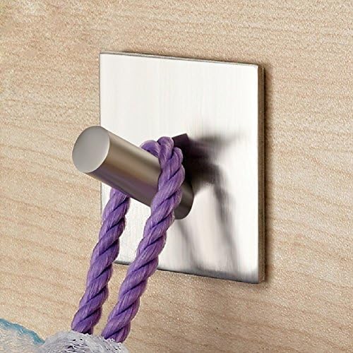 Innoam Robe Towel Hooks Waterproof 3M Self Adhesive Brushed Stainless Steel Wall Durable Hook for Bathroom Kitchen 4-Pack