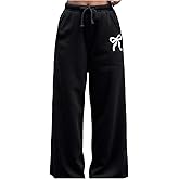 SOLY HUX Girl's Baggy Sweatpants Y2k Bow Print Elastic Waist Wide Leg Loose Long Pants with Pockets