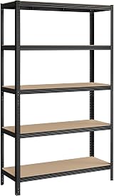SONGMICS 5-Tier Steel Shelving Unit 60 x 120 x 200 cm Black GLR060B01
