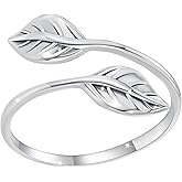 WOSTU Adjustable Animal Ring for Women Open Silver Dog Paw Fox Chameleon Dragon Snake Leaf Eye Stackable Dainty Ring Hypoallergenic Daily Wear Fashion Jewelry