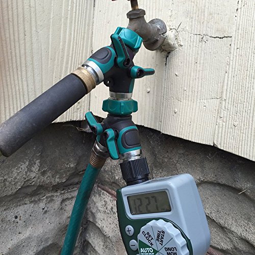 Toch Garden Hose Splitter 2 Way Y Valve Garden Hose Shut Off Valve Extender Full Metal Garden Hose Connector Outdoor Faucet Sprinkler Strong TPR Coating Arthritis Friendly