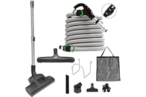 OVO Central Vacuum Deluxe Plus Kit, 40ft ON/Off Anti-KINKING Technology Low-Voltage Hose with a 360 Swiveling Handle and End-