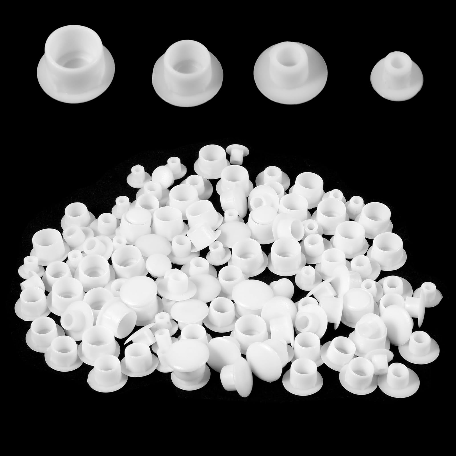 Photo 1 of 120 PCS Plastic Hole Plugs Screw Covers Caps, Round Drill Screw Hole Plugs White Rubber Stopper for Nail Partition Holes in Shelves Cabinet Furniture,5mm/6mm/8mm/10mm
