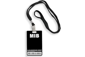 EDYL Man in Black ID Badge Prop Costume, Man in Black ID Badge Holder with Lanyard, Decorative Cosplay Spy Decorations Secret Agent ID Card Holder, Christmas,Halloween Costumes ID Badge Props,Black, 1 Pack