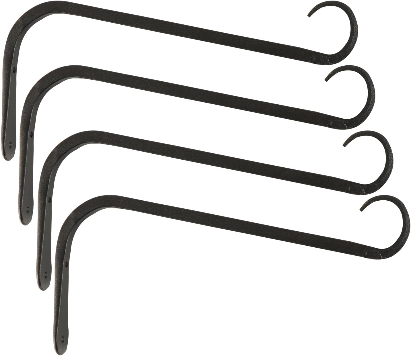 Outdoor Hanging Brackets - DREAMWENF Hanging Plant Bracket Wrought Iron Hand-Forged Wall Hooks for Planters Bird Feeders Lanterns Flower Baskets Wind Chimes with Screws, Decor Indoor & Outdoor, 11 Inch, 4 Pack, Black