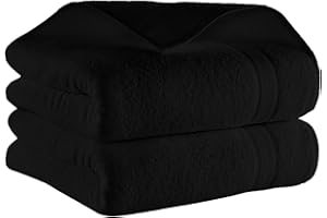 All Design Towels - Jumbo Bath Sheet 2 Piece - 100% Ring Spun Cotton Highly Absorbent and Quick Dry Extra Large Bath Towel - Super Soft Quality Towel (35 x 70 Inches, Black)