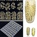 ULAKY Golden Metal Flower Nail Art Stickers Decals Nail Art Tips Decorations