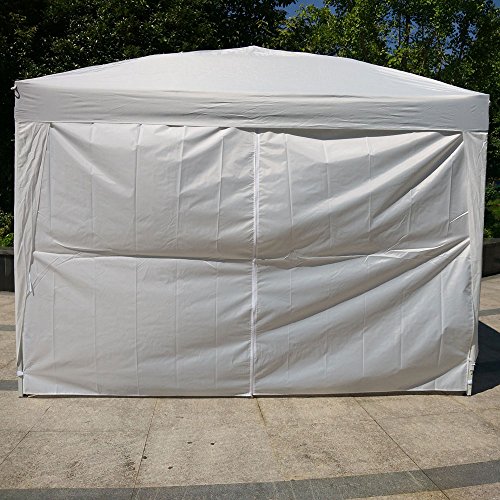 Z ZTDM 10' X 10' Easy Pop Up Canopy Tent, Portable Folding Gazebo for Outdoor Commercial Wedding BBQ Awning Shade Shelter with 4 Removable Sidewalls, Waterproof Heavy Duty (White)