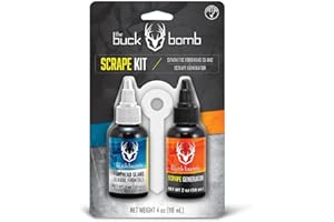 Hunters Specialties Buck Bomb Scrape Kit Liquid Scents w/4 Spike Wicks | 2oz Synthetic Forehead Gland & 2oz Natural Scrape Generator Scents Attractants for Hunting