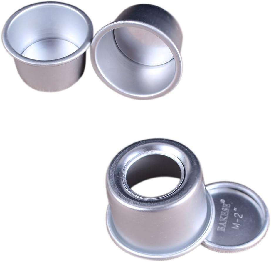 Fsky 2" X 1.6" 5-Pack Anodized Aluminum Mini Cake Mould Removable Bottom Pudding Mold