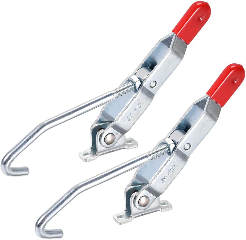 sourcing map 375lbs Capacity Quick Holding Latch Action Pull J Hook Toggle Clamp, 2 Pcs, Red, 375lbs,2 Pcs