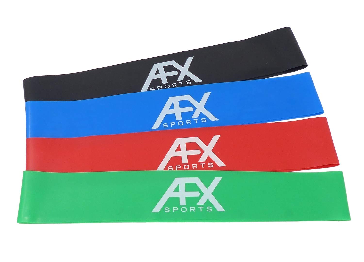AFX Sports Resistance Exercise Loop Bands - Pack of 4 - Fitness - Stretching - Yoga - Training - Rehab - Mobility Bands for Men and Women