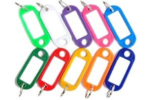 Générique 12 Pieces Plastic Reusable ID Tags Split Ring Key Tags Keychain Accessories