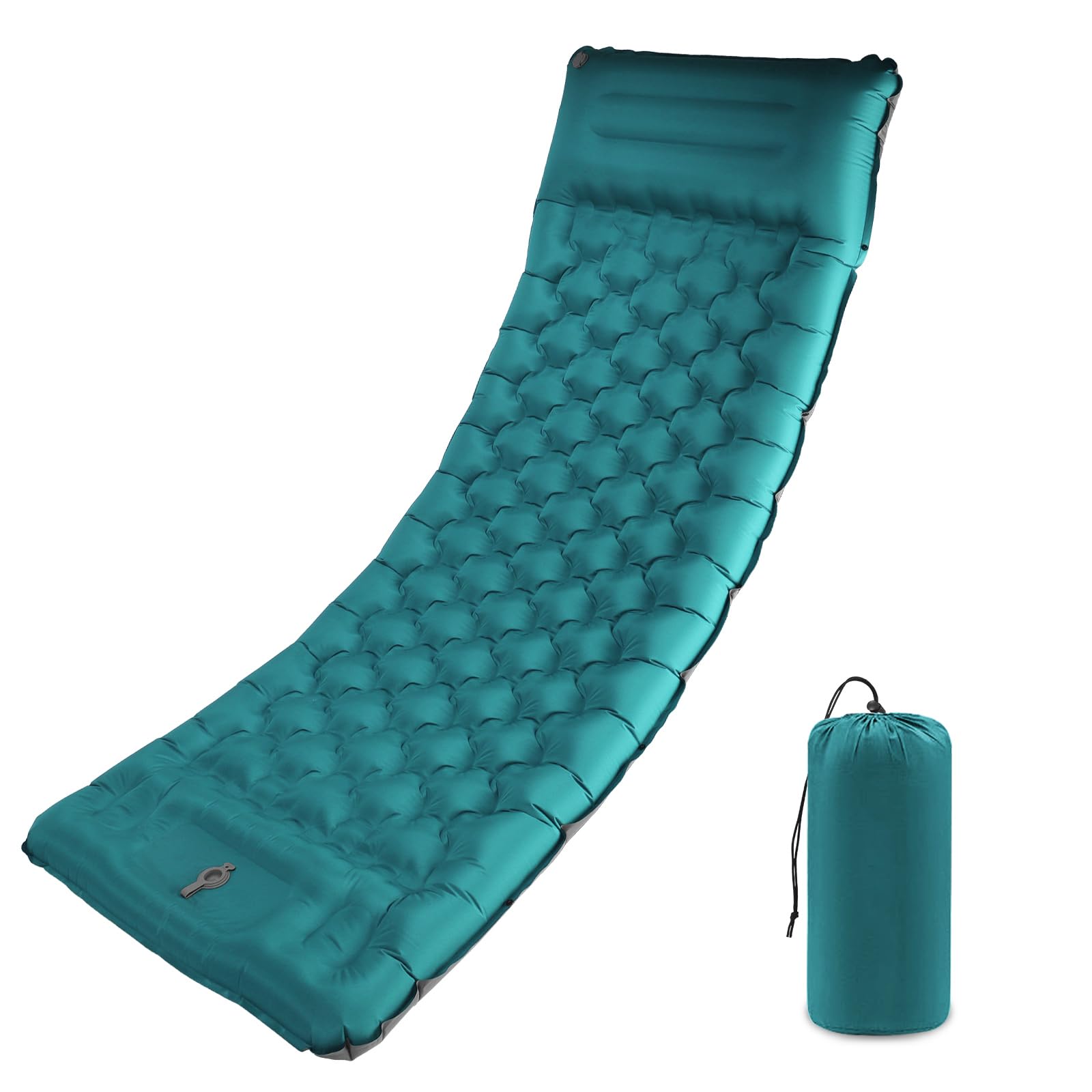 Photo 1 of Camping Sleeping Pad with Pillow: Extra Thick 4.7 Inch Ultra-Light Self Inflating Air Mat, Lightweight Compact Inflatable Sleep Mattress with Built-in Pump Ultimate for Camping, Hiking (Peacock Blue)