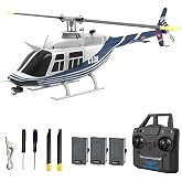 Hylukon C138 Remote Control Helicopter, 1:33 Scale Bell206 Helicopter 2.4G 4CH RTF Single Propeller Aileron Free, Optical Flow Positioning, Six-axis Gyroscope Stabilization Gift for Adults (3 Battery)