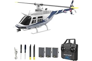 Hylukon C138 Remote Control Helicopter, 1:33 Scale Bell206 Helicopter 2.4G 4CH RTF Single Propeller Aileron Free, Optical Flow Positioning, Six-axis Gyroscope Stabilization Gift for Adults (3 Battery)