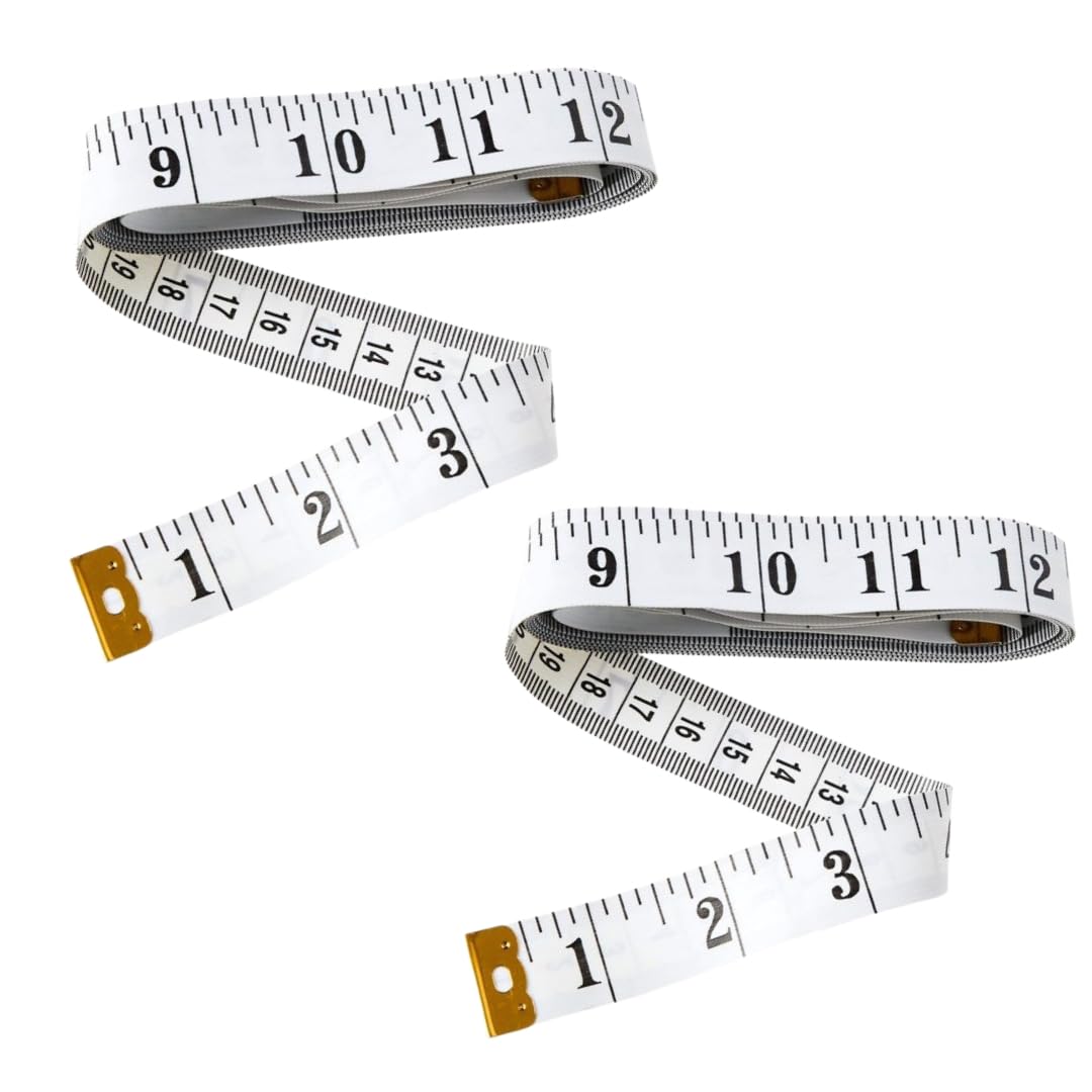 Pack of 2 - Dual Sided Durable Measuring Tape for Body, Waist, Clothes, Fabric, Sewing, 150cm, Fibre Glass