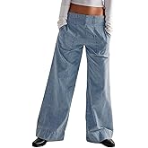 yoeasy Womens Wide Leg Jeans Elastic Waisted Back Casual Trendy Baggy Jeans Pull On Denim Pants with Pockets