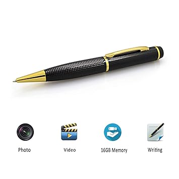 JZ 16GB Stiftkamera 1280 * 1080P HD Versteckte Kamera Spy Pen Kamera Gold