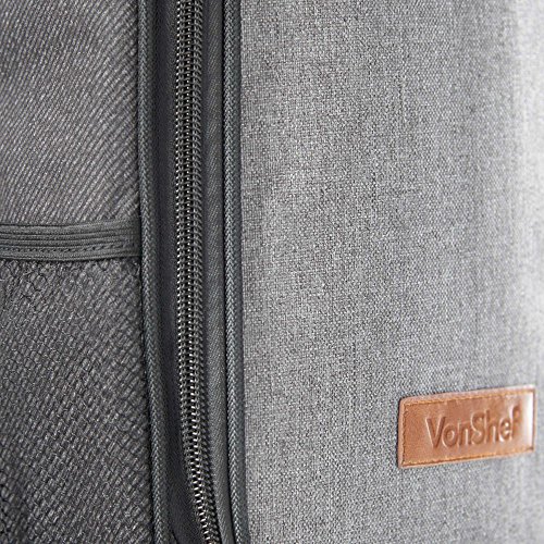 image for VonShef 2 Person Woven Grey Wine Carrier Bag Tote – Cooler Compartme
