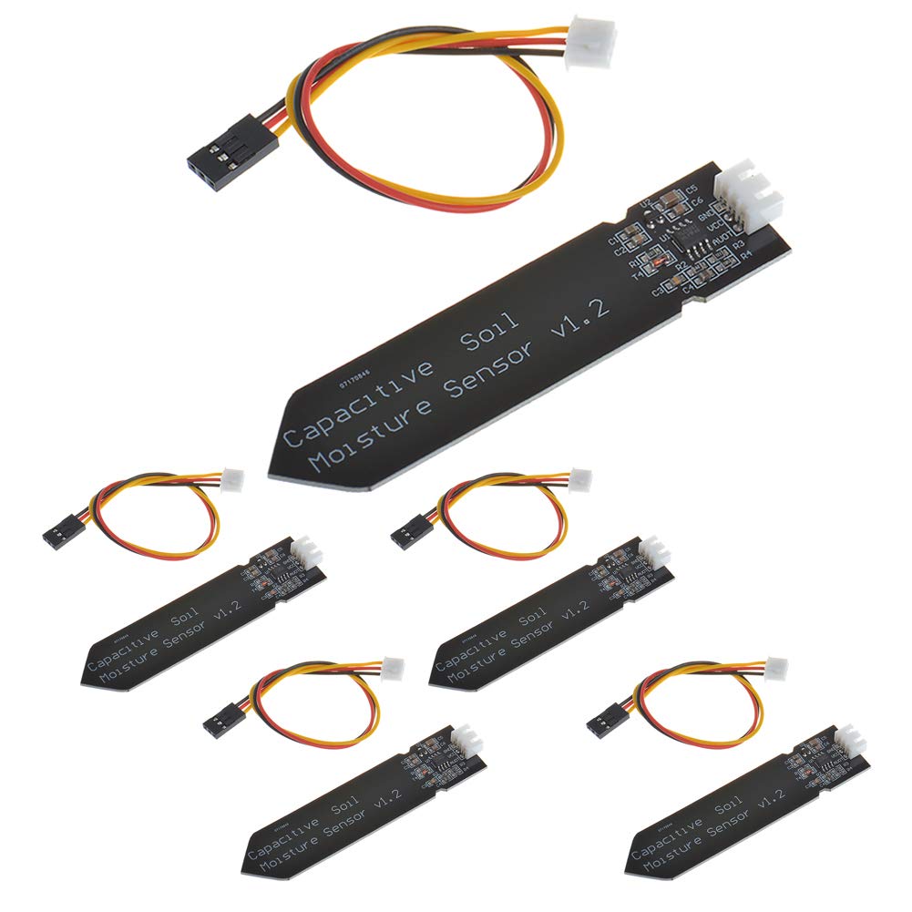 Anmbest 5PCS High Sensitivity Corrosion Resistant Capacitive Soil Moisture Sensor Kit for Indoor/Outdoors Plant Care Soil Tester Automatic Watering System, for Arduino Raspberry pi