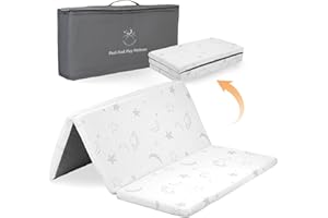 ·NEST BLANCHE· Trifold Pack and Play Mattress for Baby and Toddlers - 38"x26"x1.5", Breathable Pack N Play Mattress, Portable Crib Mattress with Carry Bag, Washable Cover Playpen Mattress for Travel