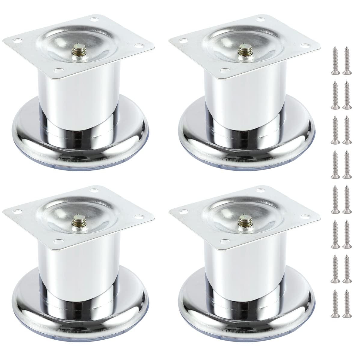 MixDora 4 x Furniture Foot Wardrobe Foot Bed Feet Couch Feet Sofa Feet Furniture Leg Base Chrome (60mm)