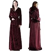 Oksun Womens Long Fleece Robe: Floor Length Flannel Hooded Bathrobe, Plush Warm Winter Housecoat, Fluffy Soft Cozy Nightgown