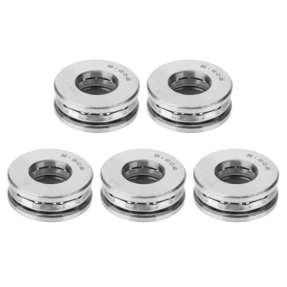 5Pcs 51202 Plane Axial Thrust Bearing Ball High Precision Low Noise Heat Tolerance Durability Steel Industrial Hardware Parts for Bearing Heavy Loads