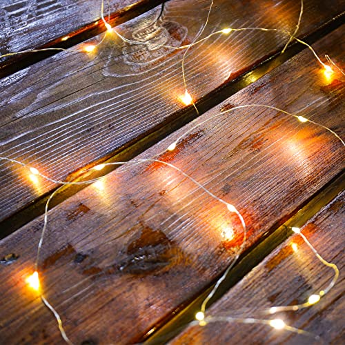 Mandiq Fairy Lights Battery Operated, String Lights 10ft 30 LEDs, Flashing and Constant Light Mode, Silver Wire Mini Lights for Festival, Christmas Decoration