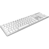 Keysonic 8022BT (de) Aluminium Wireless Bluetooth Keyboard for Mac/Windows/Android/IOS Tablet PC, Battery, Multi Channel Silver/White (German Keyboard Layout]