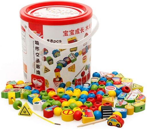 Amazon ひもとおし 紐通しおもちゃ 知育玩具 木製 ブロック 積み木 手作り 組み立て Diy ビーズ 指先訓練 キッズ こども 女の子 男の子 面白い カラフル 誕生日 クリスマス プレゼント 子ども向け 楽しい 3歳 4歳 5歳 ルーピング ビーズコースター おもちゃ