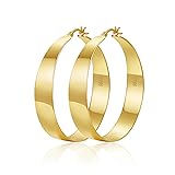 OOOPEL 10mm Thick Chunky Gold Hoops Earrings for
