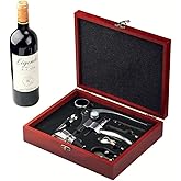 Wine Opener Set,Wine Bottle Opener Including Foil Cutter, Bottle Stopper Pourer and Extra Spiral,Wine Corkscrew Set,Gift box Opener Kit.