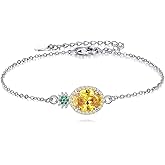 VONALA Pineapple Anklet Sterling Silver Pineapple Charm Bracelet Yellow Crystal Anklet Pineapple Jewelry Gift For Women