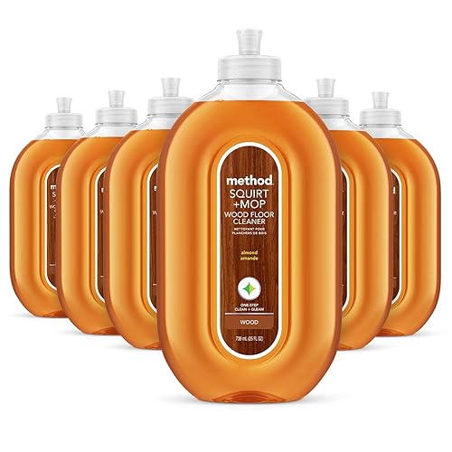 Method Hardwood Floor Cleaner, Squirt + Mop Design, Use as Laminate or Sealed Wood Floor Cleaner, Almond Scent, 25 Fl Oz, 6 Pack, Packaging May Vary