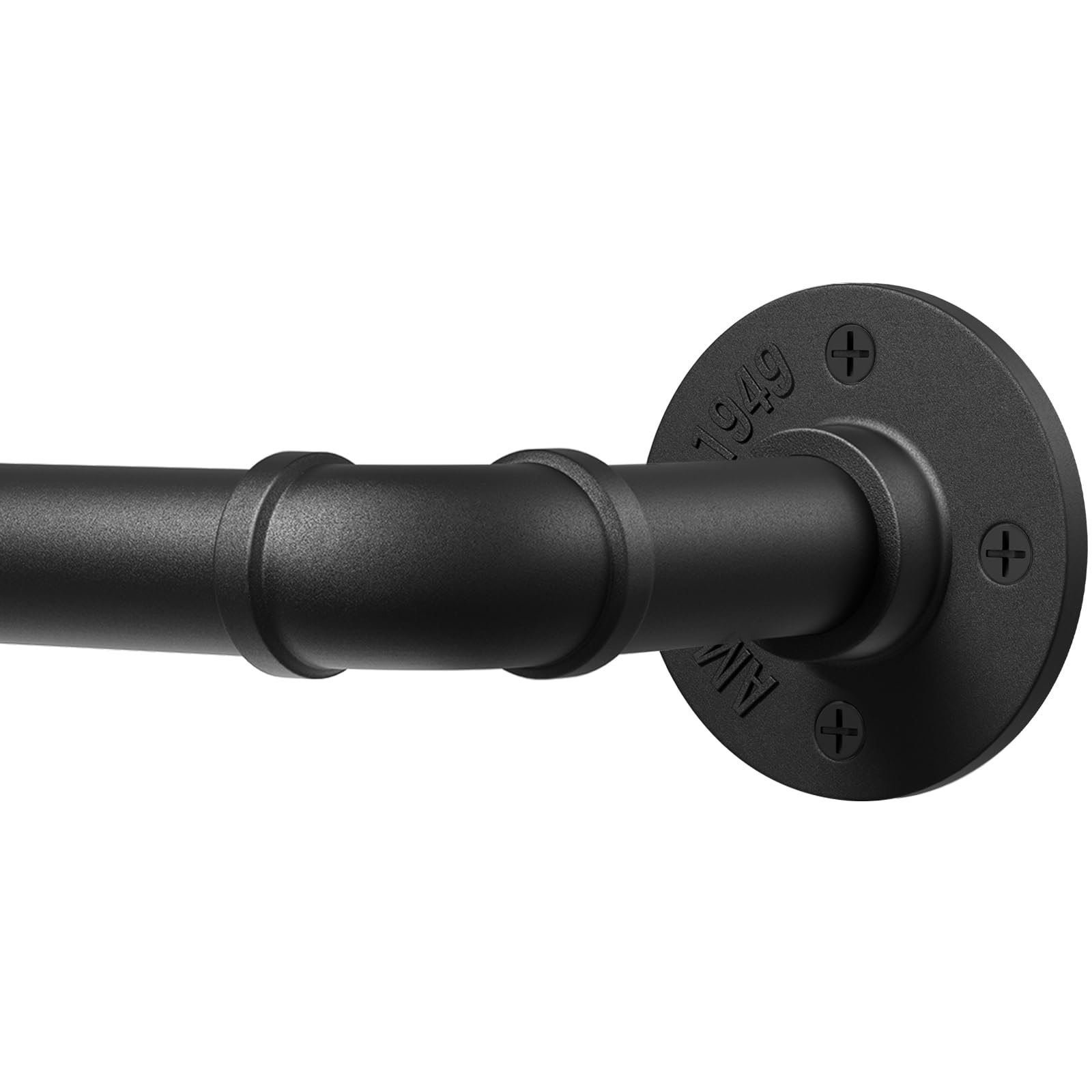 DEFYNEE Curtain Poles for Eyelet Curtains, 80-367cm Black Curtain Pole Metal 25mm Diameter Adjustable Industrial Curtain Rod, Indoor/Outdoor Curtain Rails for Bedroom, Living room, Office