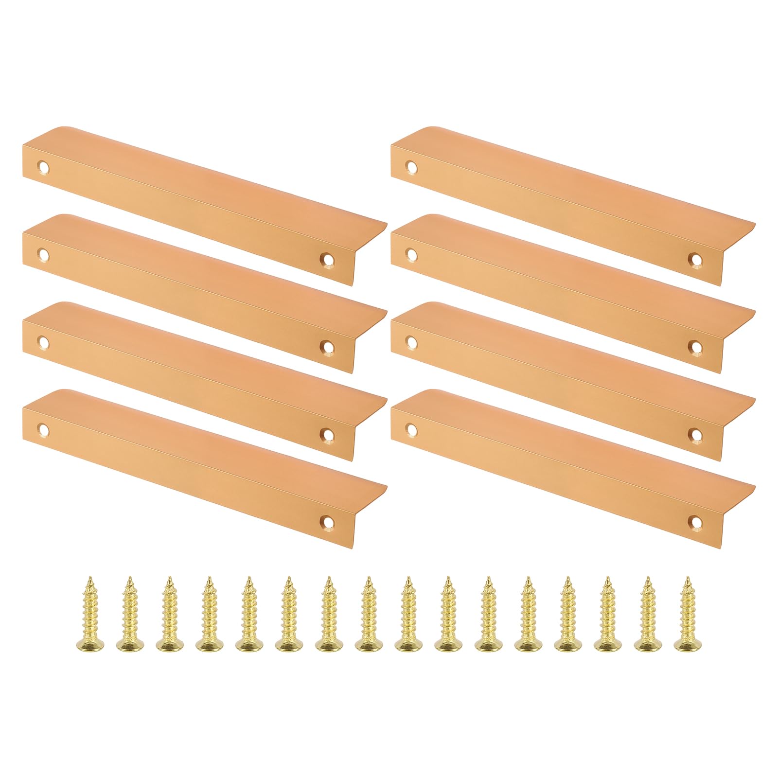 PATIKIL Mount Finger Edge Pull, 8 Pack 150mm/5.91" Aluminum Alloy Concealed Handle Cabinet Edge Pulls with Screws for Home Kitchen Furniture Door Drawer, Gold