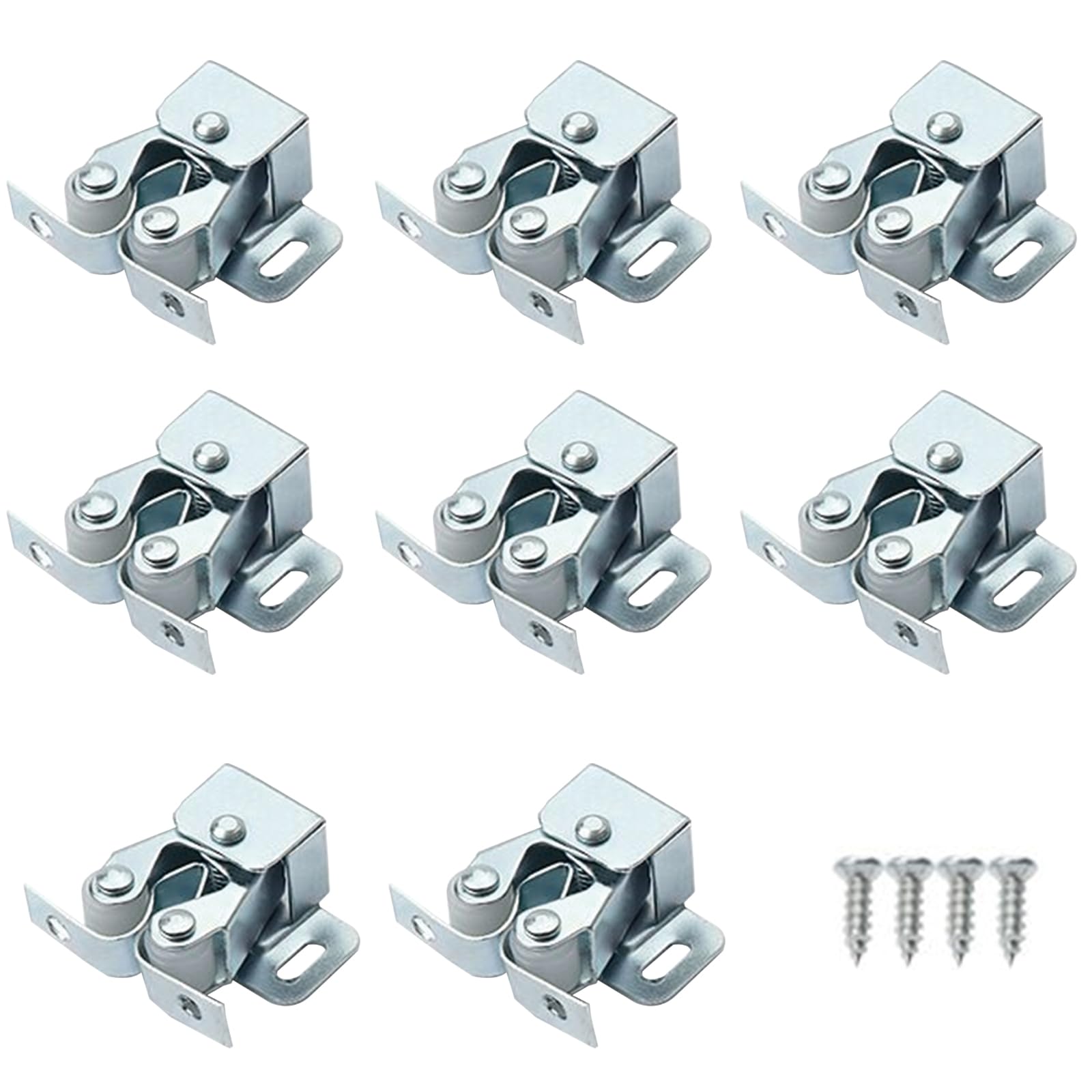 8 Pcs Closet Catches, Metal Door Latches for Cabinet Wardrobe Cupboard, Silver