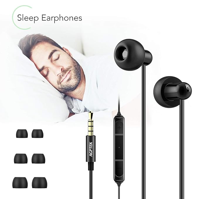 Agptek Sleeping Headphones Noise Isolating Earphones With Mic