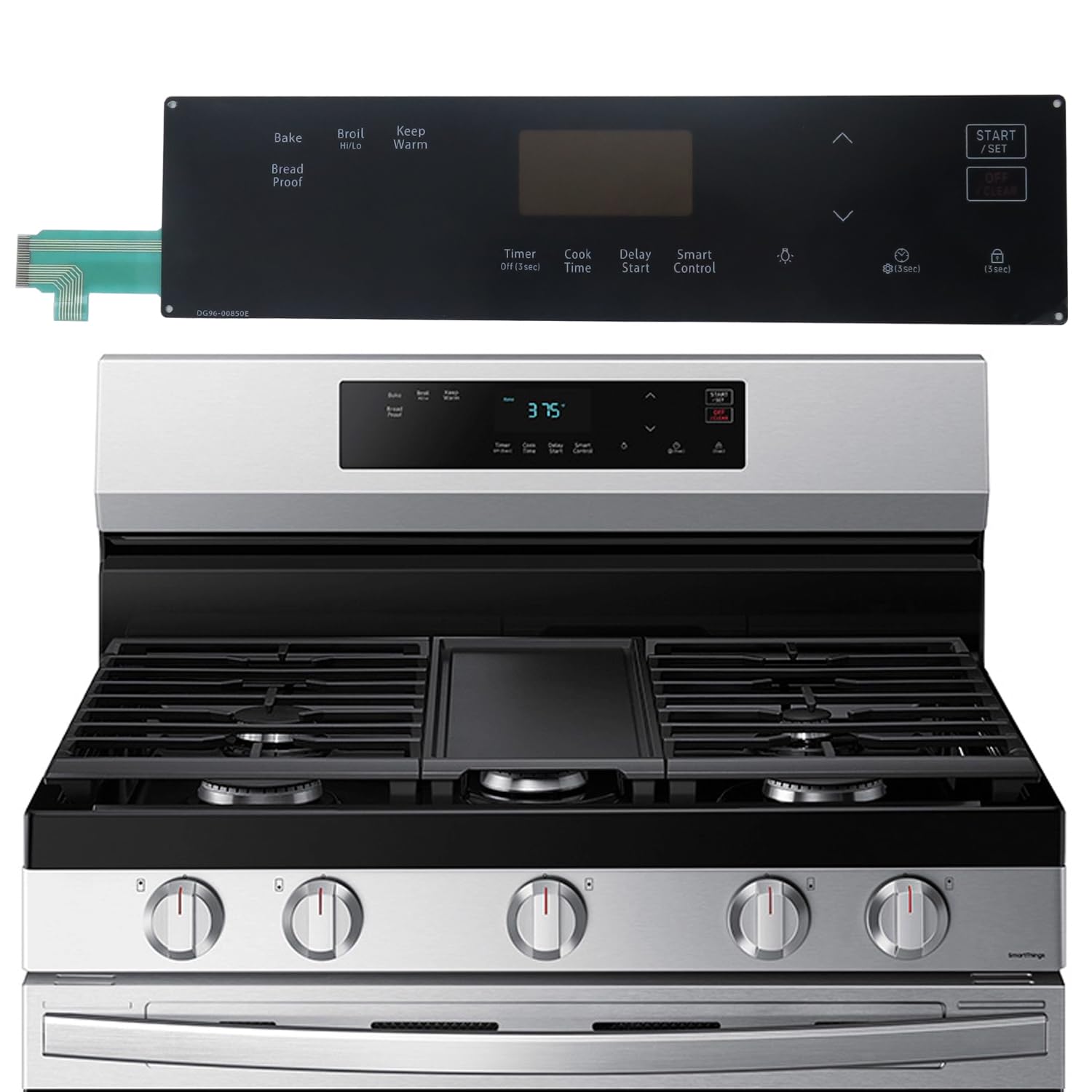 Photo 1 of Upgraded DG96-00850E Range Membrane Switch Touchpad Control Panel Compatible with Samsung Gas Ranges Ovens, Replaces 4976816, AP7192051, PS16736760,EAP16736760 for NX60A6111SS,NX60A6111SB
