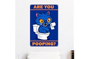 Derpy Demon Tiger Bathroom Metal Tin Sign, Funny "Are You Pooping" Vintage Humorous Wall Art with Retro Quote, Unique Bathroo