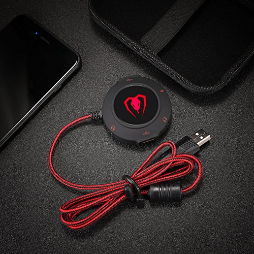 Micolindun External Sound Card USB Hubs Audio Adapter to USB Port & 3.5mm Audio & Micro Jack for PC Laptop. Plug and Play (Red)