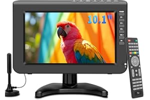 Jexiop 10.1inch Portable TV,720P Screen Small Television with Antenna and Digital ATSC Tuner,HDMI USB Port,12 Volt Charger Cable/AC Power for Caravan and Kitchen