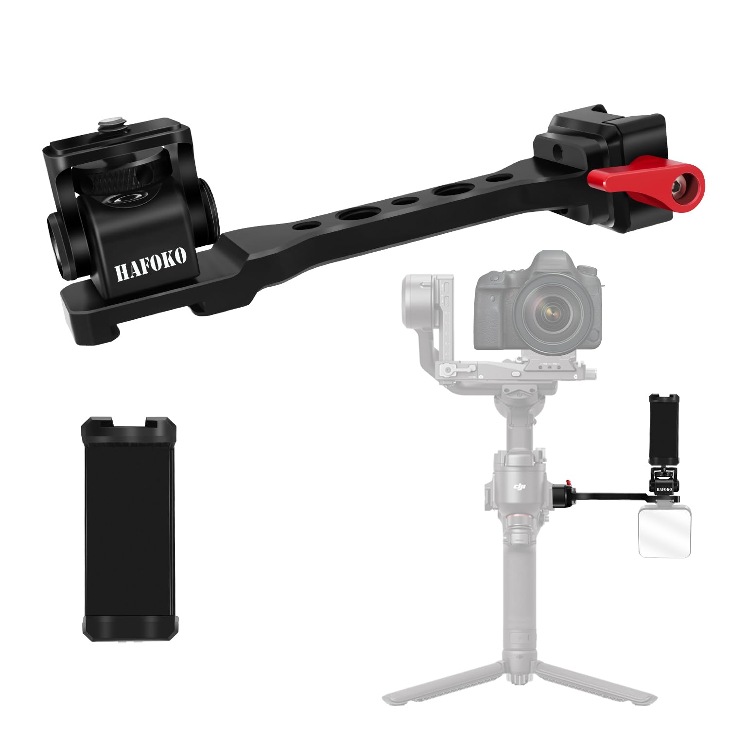 HAFOKO RS5 Gimbal Monitor Mount RS4 Phone Mount Extension Handle Metal with 1/4" Cold Shoe Phone Mount Compatible for DJI RS5/RS4/RS4 PRO/Ronin S3 /RS3 PRO/Ronin S3 Mini/RS2/RSC2 Gimbal Stabilize