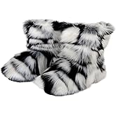 Urmycos Girls Faux Fur Mid-Calf Snow Boot Winter Warm Furry Fluffy Shoes